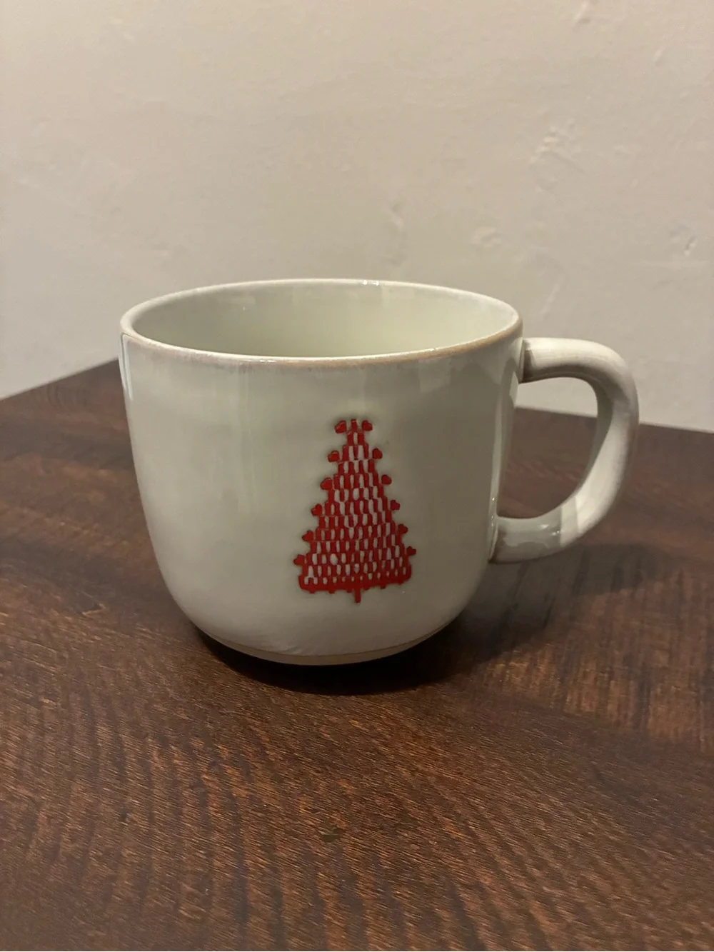 Hearth & Hand White Ceramic Mug with Red Tree Motif